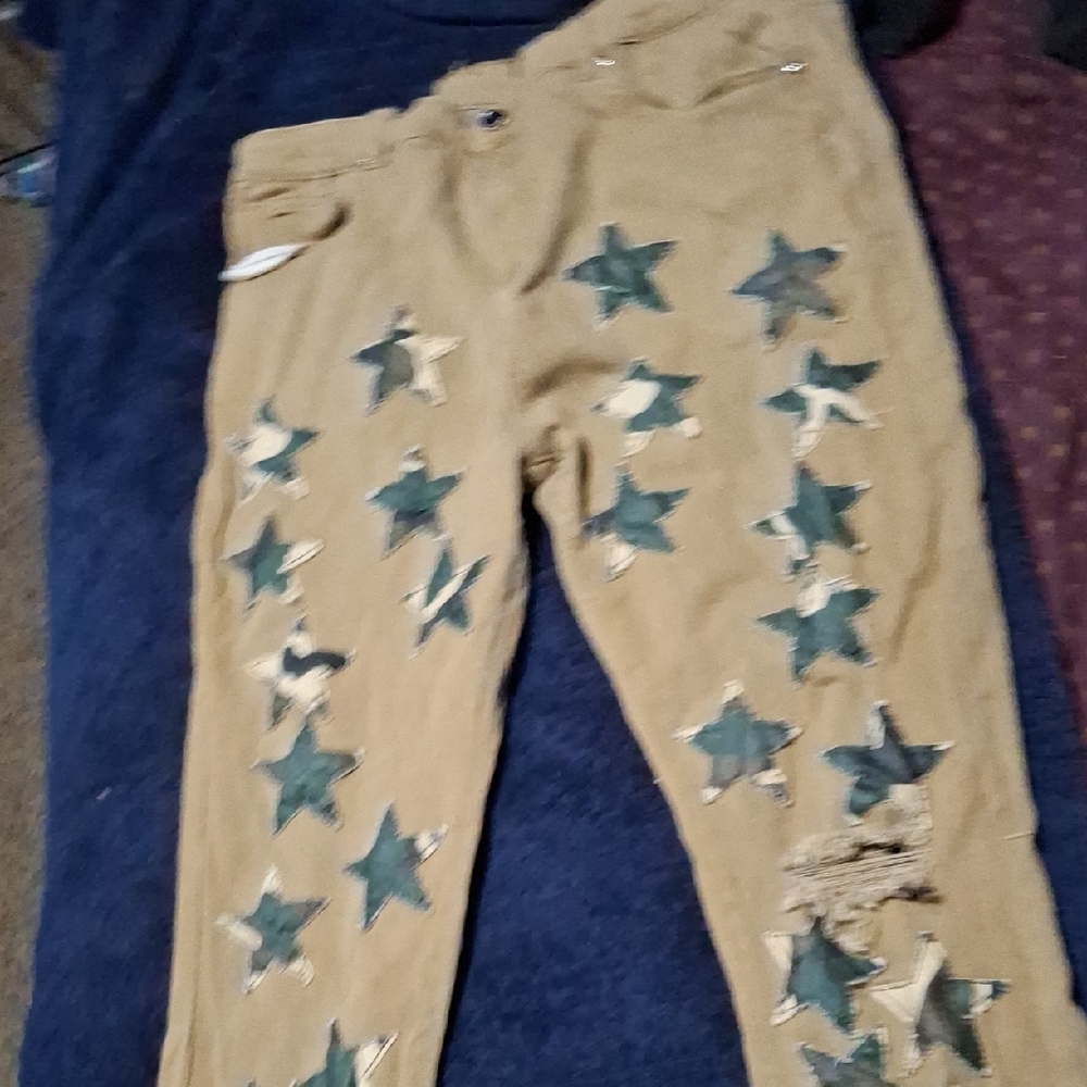 Star-Patterned Tan Pants